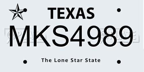MKS4989 Texas License Plate