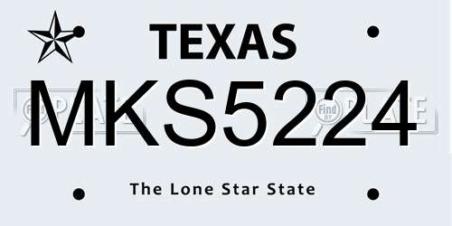 MKS5224 Texas License Plate
