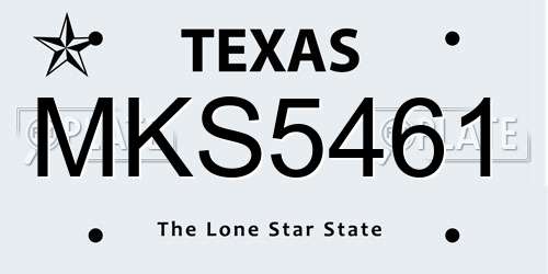 MKS5461 Texas License Plate
