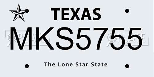 MKS5755 Texas License Plate