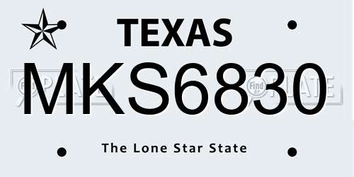 MKS6830 Texas License Plate