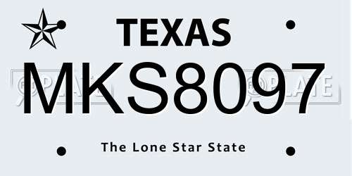 MKS8097 Texas License Plate