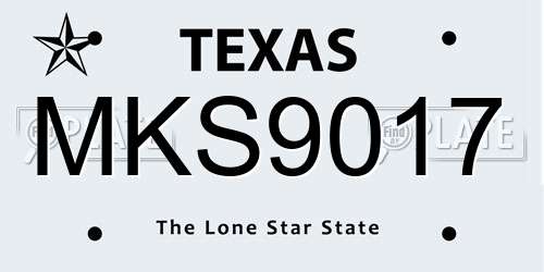 MKS9017 Texas License Plate
