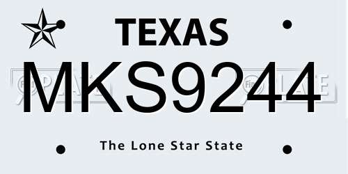 MKS9244 Texas License Plate