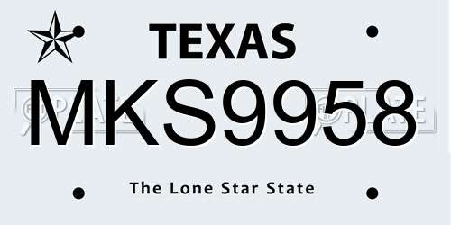 MKS9958 Texas License Plate