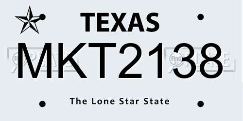 MKT2138 Texas License Plate