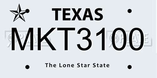 MKT3100 Texas License Plate