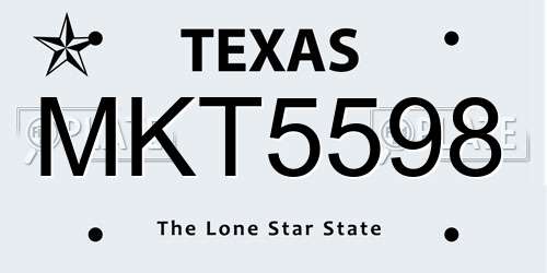 MKT5598 Texas License Plate