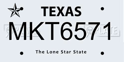 MKT6571 Texas License Plate