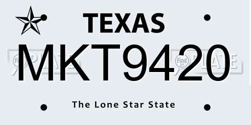 MKT9420 Texas License Plate