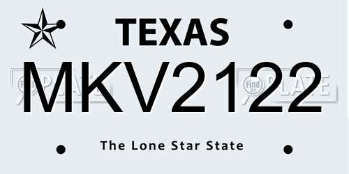 MKV2122 Texas License Plate
