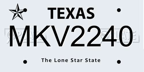 MKV2240 Texas License Plate