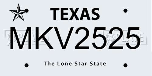 MKV2525 Texas License Plate