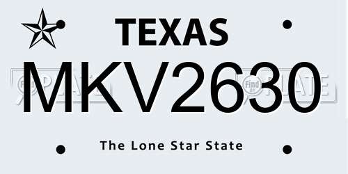 MKV2630 Texas License Plate