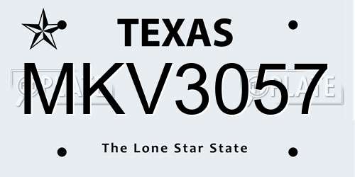 MKV3057 Texas License Plate
