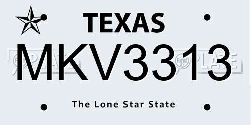 MKV3313 Texas License Plate
