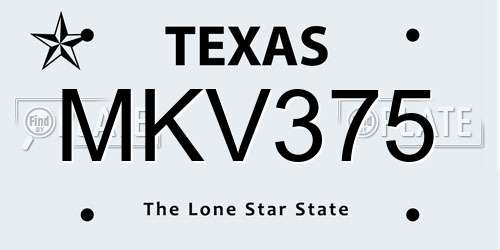 MKV375 Texas License Plate