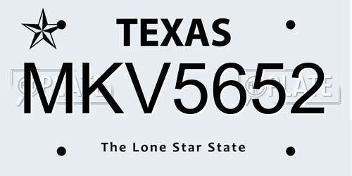 MKV5652 Texas License Plate