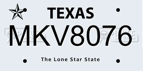 MKV8076 Texas License Plate