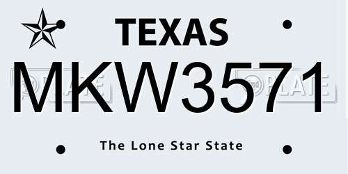 MKW3571 Texas License Plate