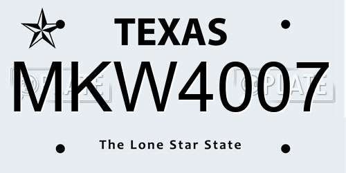MKW4007 Texas License Plate