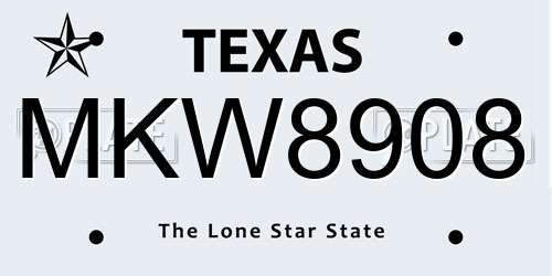 MKW8908 Texas License Plate