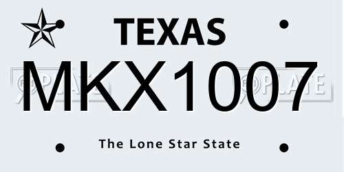 MKX1007 Texas License Plate