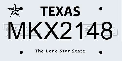 MKX2148 Texas License Plate