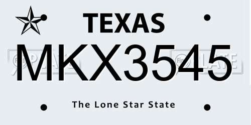 MKX3545 Texas License Plate