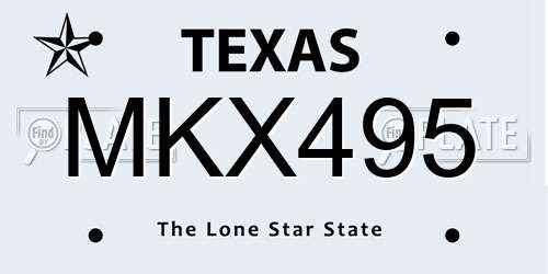 MKX495 Texas License Plate