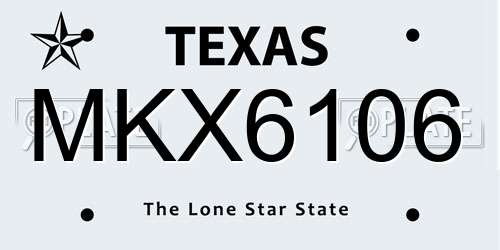 MKX6106 Texas License Plate