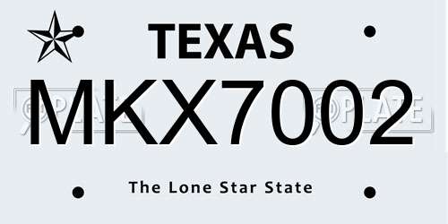 MKX7002 Texas License Plate