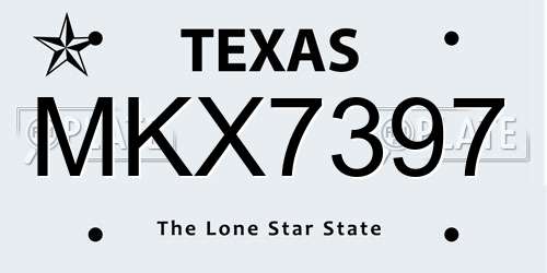MKX7397 Texas License Plate