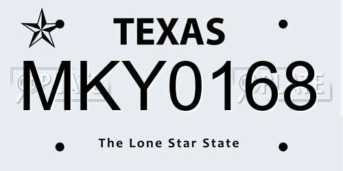 MKY0168 Texas License Plate