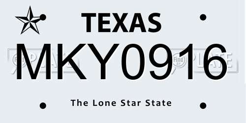 MKY0916 Texas License Plate