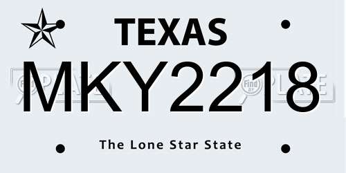 MKY2218 Texas License Plate
