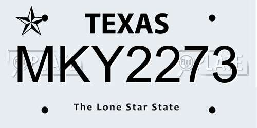 MKY2273 Texas License Plate