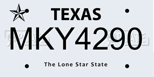 MKY4290 Texas License Plate