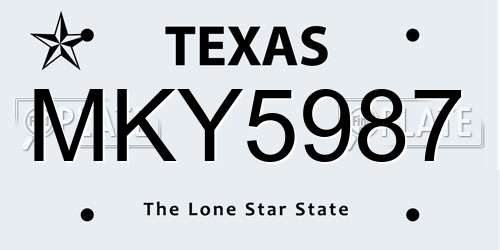 MKY5987 Texas License Plate