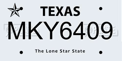 MKY6409 Texas License Plate