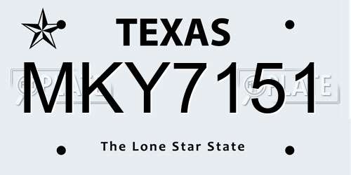 MKY7151 Texas License Plate