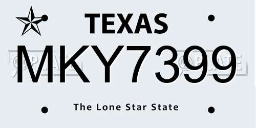 MKY7399 Texas License Plate