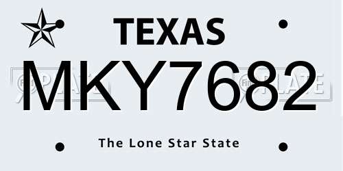MKY7682 Texas License Plate