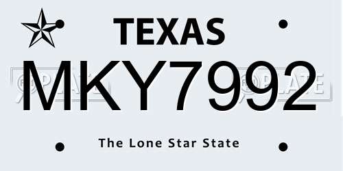 MKY7992 Texas License Plate
