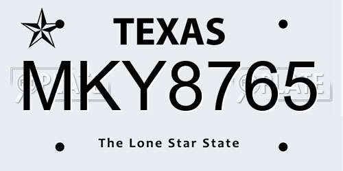 MKY8765 Texas License Plate