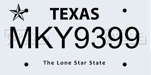 MKY9399 Texas License Plate