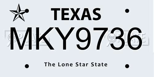MKY9736 Texas License Plate