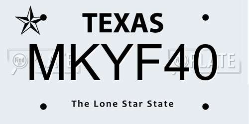 MKYF40 Texas License Plate