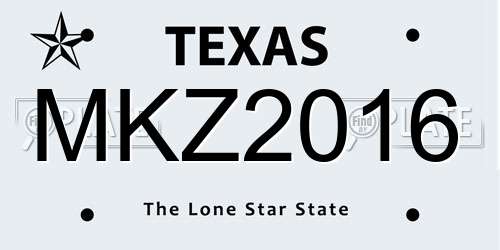 MKZ2016 Texas License Plate