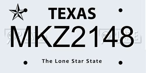 MKZ2148 Texas License Plate
